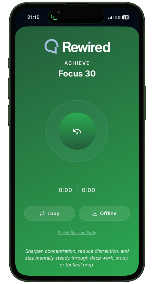 Rewired Focus session screen