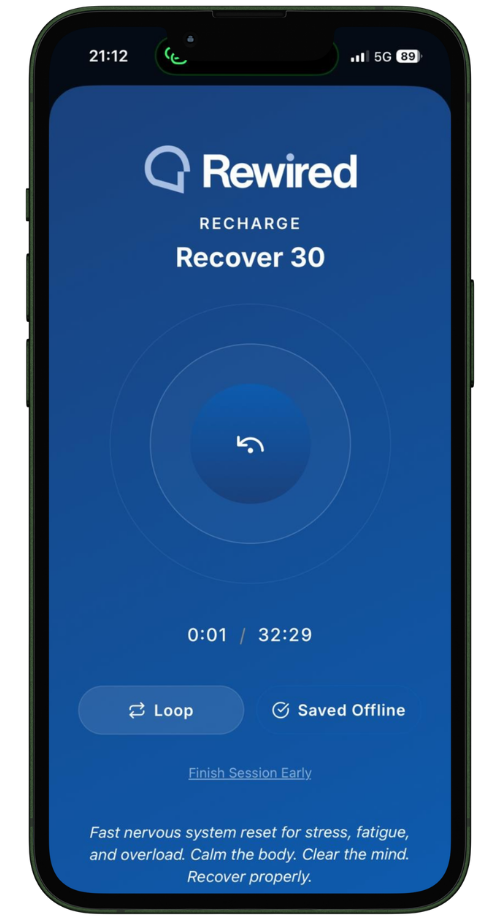 Rewired Recover session screen