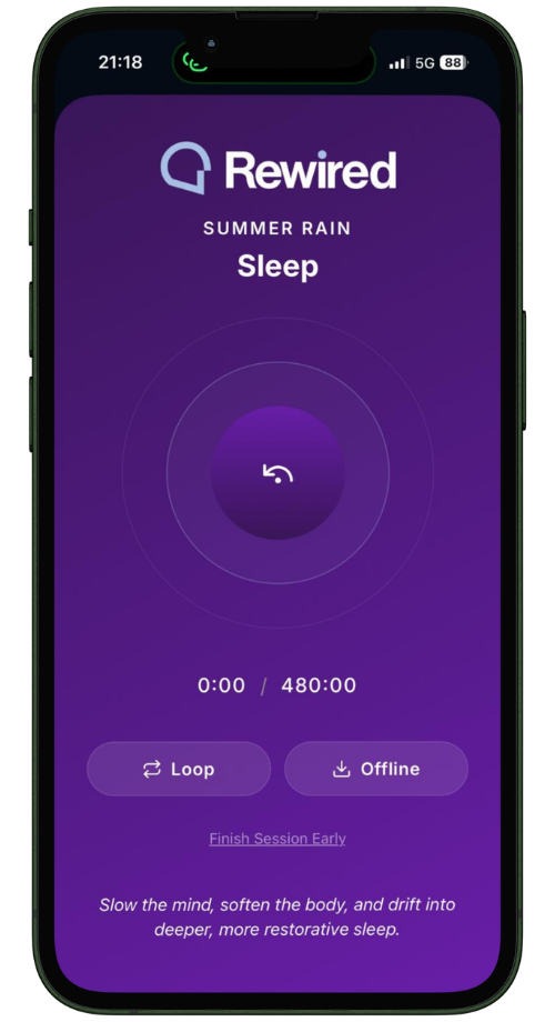 Rewired Sleep session screen